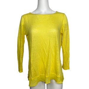 Lauren Ralph Lauren 100% Linen Bright Yellow Blouse Top S